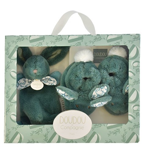 lapin-doudou-coffret-chaussons-et-doudou-vert-sauge-3700335242607